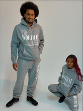 Load image into Gallery viewer, "I'm Worth It" Grey Sweatpants (part of a set)